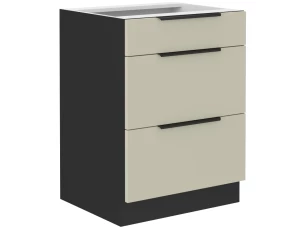 Dolní zásuvková kuchyňská skříňka Arona, 60 cm, kašmírová/černá