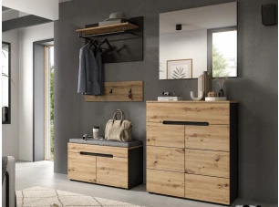 Předsíňová sestava Cano (5-dílná), šedá/dub artisan