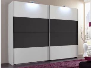 Šatní skříň s posuvnými dveřmi Nora, 225 cm, prkenný dub/bílá