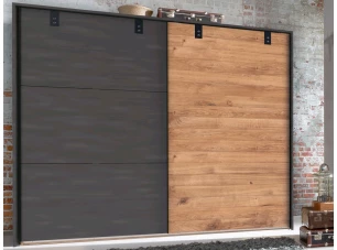 Šatní skříň Detroit, 250 cm, prkenný dub/antracitová ocel