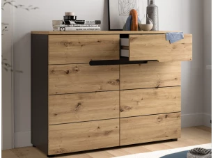 Komoda se zásuvkami Cano, 100 cm, šedá/dub artisan