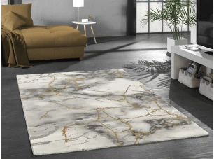 Koberec Craft 80x150 cm, mramorová optika, šedo-zlatý