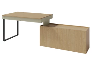 Psací stůl s komodou Lucky, eukalyptově zelená/baltský dub