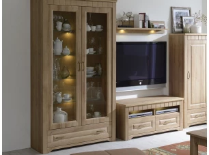 Široká vysoká vitrína Atik, dub riviera