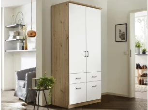 Šatní skříň Bremen, 91 cm, dub artisan/bílá