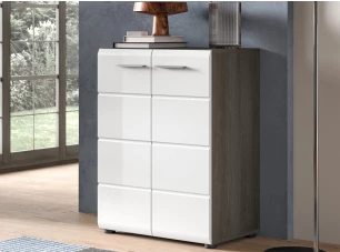 Skříňka Salsa, 60 cm, šedý dub/bílá lesk