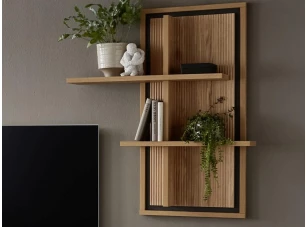 Nástěnný panel s policemi Flores, dub gustavson/antracit