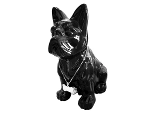 Dekorační soška Francouzský buldoček 24 cm, černá