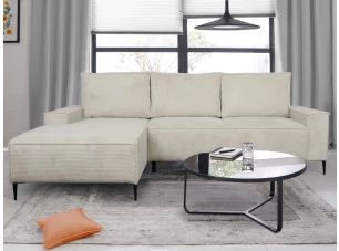 Rohová sedačka Aarnus,krémová strukturovaná látka, levý roh