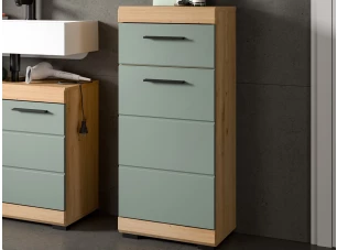 Koupelnová stojací skříňka Scout, dub artisan/šalvějově zelená