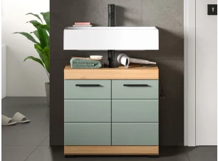 Koupelnová skříňka pod umyvadlo Scout, dub artisan/šalvějově zelená