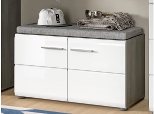 Předsíňová lavice na boty Salsa, šedý dub/bílá lesk