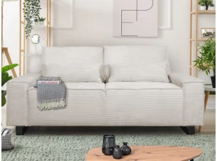 Dvoumístná pohovka Cassino, krémová strukturovaná látka