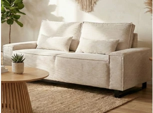 Dvoumístná pohovka Cassino, krémová strukturovaná látka