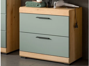 Koupelnová skříňka pod umyvadlo Scout, dub artisan/šalvějově zelená, zásuvky