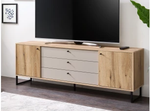 Široká TV skříňka Cube, dub evoke/pískově šedá