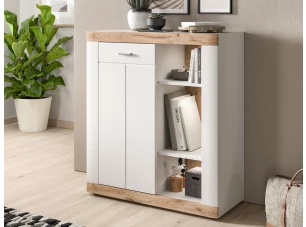 Skříňka s přihrádkami Laredo, 91 cm, bílá/dub nox