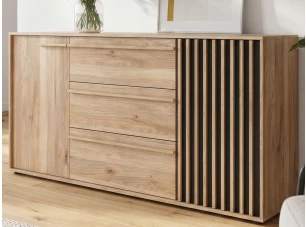 Široká komoda Arank 163 cm, dub mauvella/černá