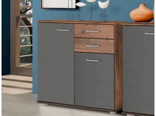 Skříňka se zásuvkami Mike, vintage optika dřeva