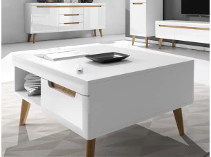 Konferenční stolek se zásuvkami Nordi, dub riviera/bílá lesk