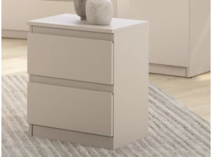 Skříňka/noční stolek Carlos 40 cm, béžová kašmír,  2 zásuvky