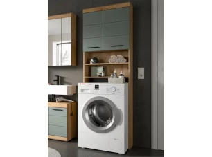 Úložná skříňka nad pračku Scout, dub artisan/šalvějově zelená