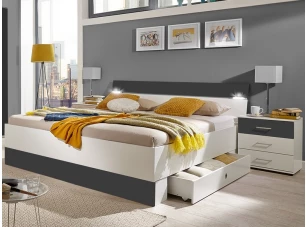 Postel s nočními stolky Cheep 180x200 cm, bílá/grafit