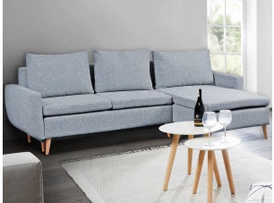 Rohová sedací souprava Enjoy, béžovo-modrá tkanina