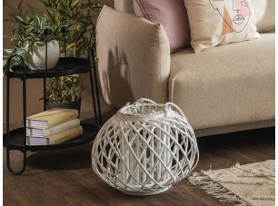 Proutěná lucerna 32 cm, bílá