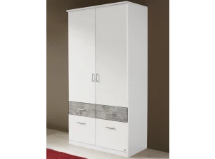 Šatní skříň Bremen, 91 cm, bílá/šedý beton