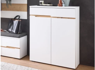 Botník se zásuvkou Memphis, bílá/dub artisan