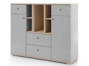 Komoda s regálem Room 120 cm, dub biscuit/šedá