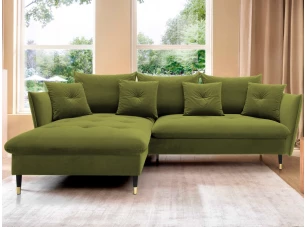 Rohová sedací souprava Glam, mechová zelená látka, levý roh