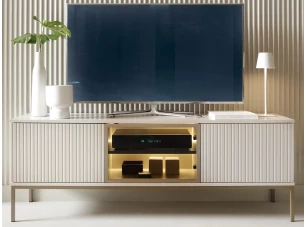 TV skříňka Sento, kašmírově béžová/šampaň, s osvětlením