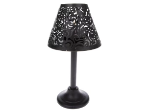 Dekorační svícen tvar lampa, černý kov
