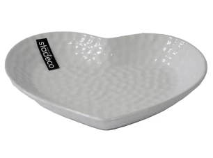 Dekorativní miska tvar srdce 20 cm, lesklá bílá