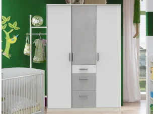 Šatní skříň Joker, 135 cm, bílá/šedý beton