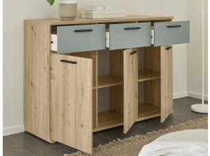 Komoda se zásuvkami Savina 135 cm, dub artisan/šalvějová