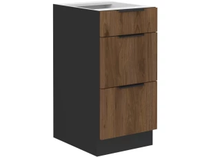 Dolní zásuvková kuchyňská skříňka Monza, 40 cm, ořech/černá