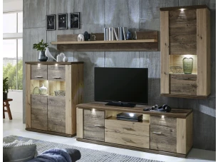 Obývací stěna Grande, dub artisan/dub ribbeck, s osvětlením