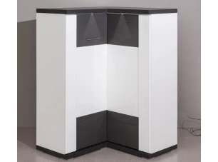 Rohová komoda Caracas typ 19, grafit/bílý lesk, s osvětlením