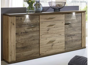 Široká komoda Grande, dub artisan/dub ribbeck, s osvětlením