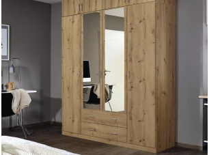 Šatní skříň se zrcadlem Case, 181 cm, dub artisan