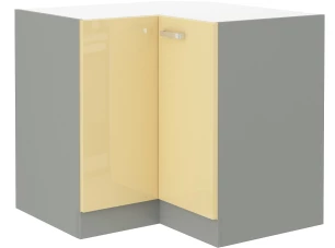 Dolní rohová kuchyňská skříňka Karmen 90ND, šedá/krémová