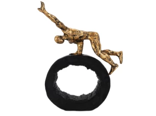 Dekorační soška Postava cvičící na kruhu, zlatá