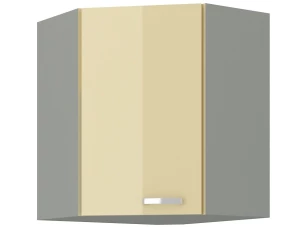 Horní rohová kuchyňská skříňka Karmen 60/60 cm, šedá/krémová