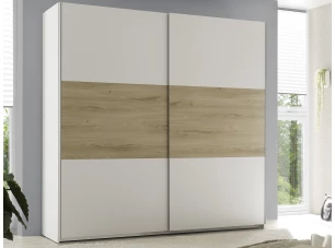Šatní skříň Kiara 215 cm, bílá/dub baysen