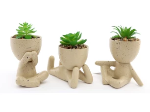 Umělý sukulent (1 ks) v květináči, béžový (3 druhy)