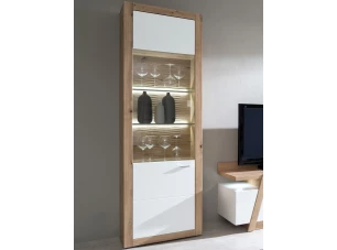 Vysoká vitrína Selma, levá, dub artisan/bílá