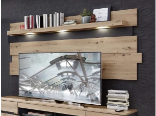 Nástěnný panel s osvětlením Memphis, dub artisan/grafit